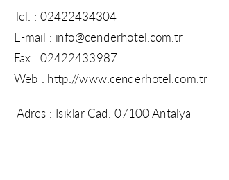 Cender Hotel iletiim bilgileri